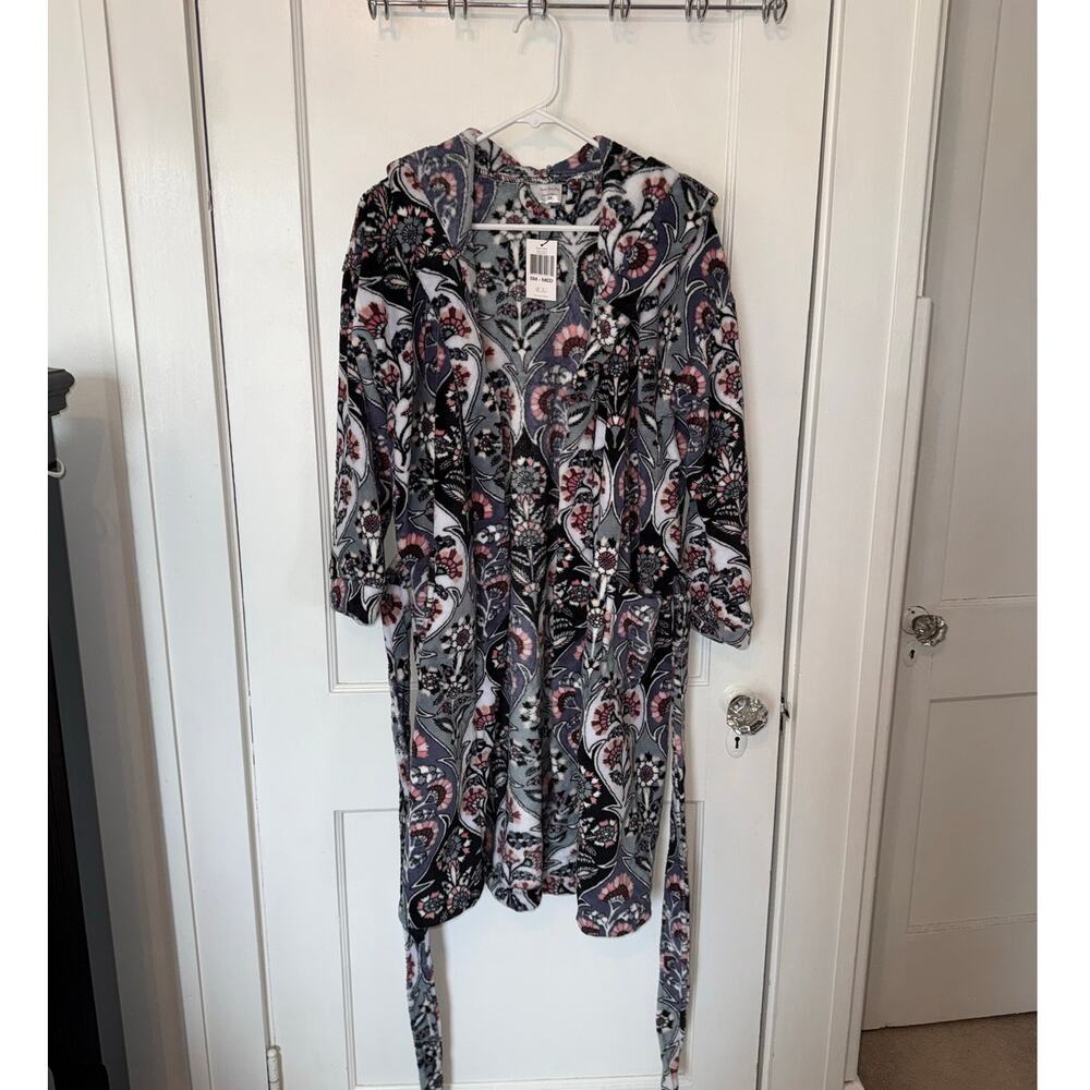 New Vera Bradley Hooded Fleece Robe Ornate Blooms Women's size S/M